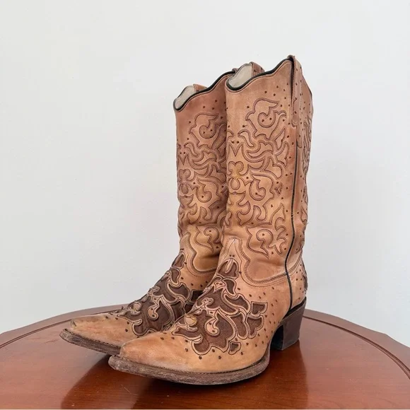 J.B. Dillon Women’s Arrowleaf Snip Toe Western Cowboy Boot | US 8.5 - Picture 4 of 10